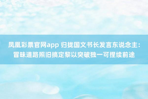 凤凰彩票官网app 归拢国文书长发言东说念主：冒昧道路照旧搞定黎以突破独一可捏续前途