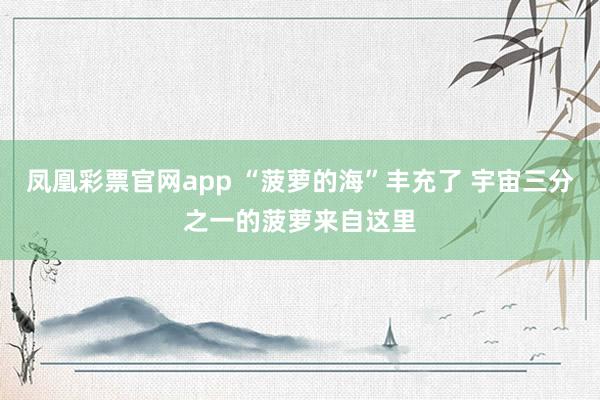 凤凰彩票官网app “菠萝的海”丰充了 宇宙三分之一的菠萝来自这里