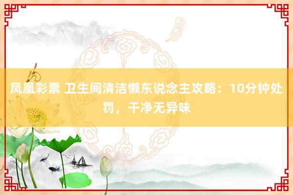 凤凰彩票 卫生间清洁懒东说念主攻略：10分钟处罚，干净无异味