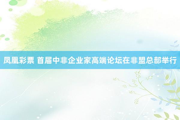 凤凰彩票 首届中非企业家高端论坛在非盟总部举行