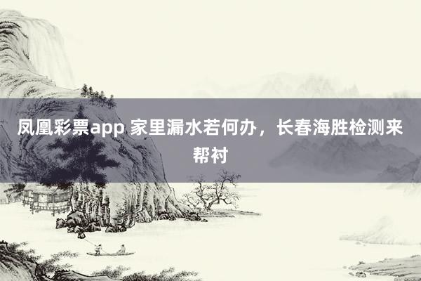 凤凰彩票app 家里漏水若何办，长春海胜检测来帮衬