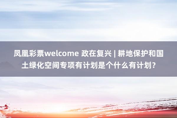 凤凰彩票welcome 政在复兴 | 耕地保护和国土绿化空间专项有计划是个什么有计划？