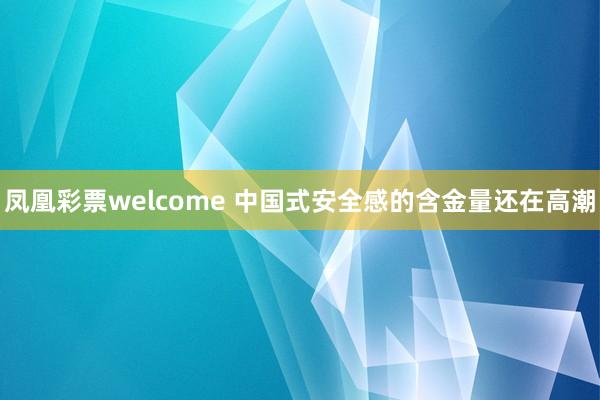 凤凰彩票welcome 中国式安全感的含金量还在高潮