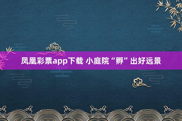 凤凰彩票app下载 小庭院“孵”出好远景