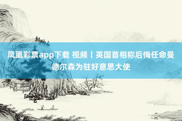 凤凰彩票app下载 视频丨英国首相称后悔任命曼德尔森为驻好意思大使