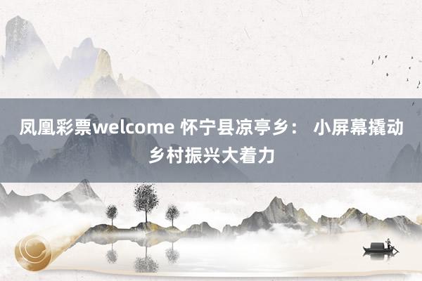 凤凰彩票welcome 怀宁县凉亭乡： 小屏幕撬动乡村振兴大着力