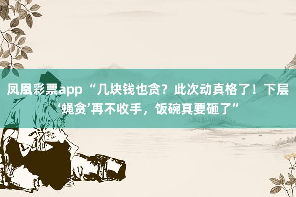 凤凰彩票app “几块钱也贪？此次动真格了！下层‘蝇贪’再不收手，饭碗真要砸了”