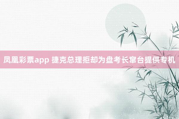凤凰彩票app 捷克总理拒却为盘考长窜台提供专机