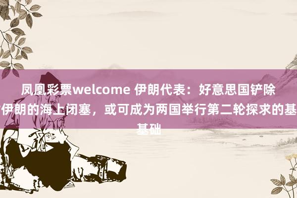 凤凰彩票welcome 伊朗代表：好意思国铲除对伊朗的海上闭塞，或可成为两国举行第二轮探求的基础