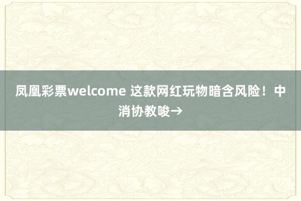 凤凰彩票welcome 这款网红玩物暗含风险！中消协教唆→