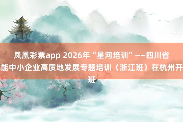 凤凰彩票app 2026年“星河培训”——四川省赋能中小企业高质地发展专题培训（浙江班）在杭州开班