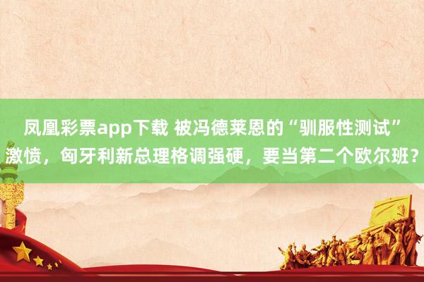 凤凰彩票app下载 被冯德莱恩的“驯服性测试”激愤，匈牙利新总理格调强硬，要当第二个欧尔班？