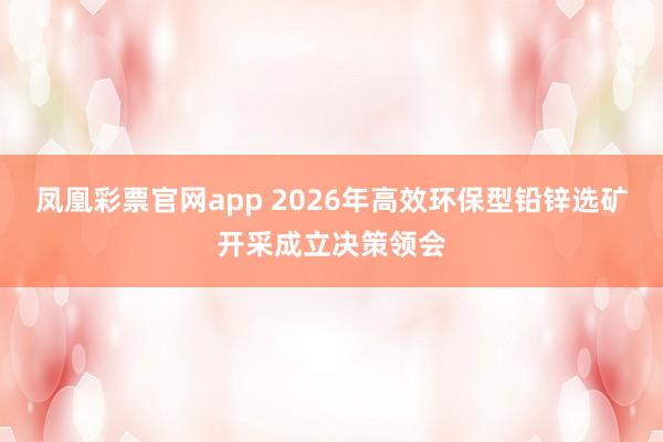 凤凰彩票官网app 2026年高效环保型铅锌选矿开采成立决策领会