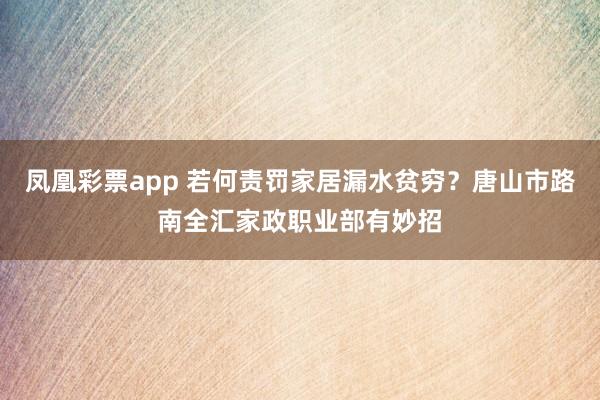 凤凰彩票app 若何责罚家居漏水贫穷？唐山市路南全汇家政职业部有妙招