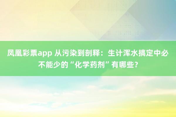 凤凰彩票app 从污染到剖释：生计浑水搞定中必不能少的“化学药剂”有哪些？