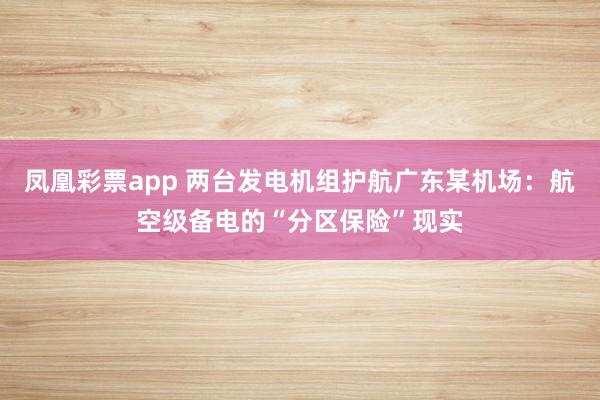 凤凰彩票app 两台发电机组护航广东某机场：航空级备电的“分区保险”现实
