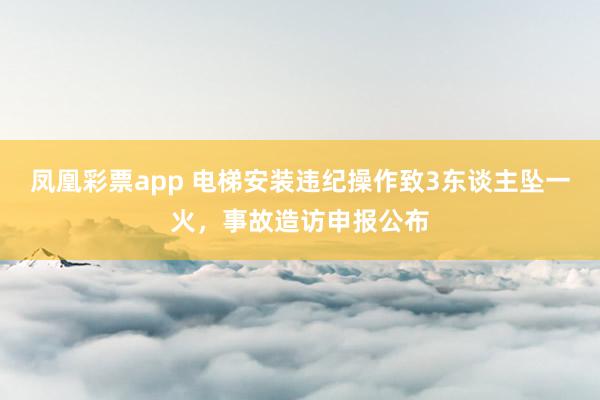 凤凰彩票app 电梯安装违纪操作致3东谈主坠一火，事故造访申报公布