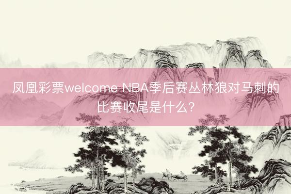 凤凰彩票welcome NBA季后赛丛林狼对马刺的比赛收尾是什么？