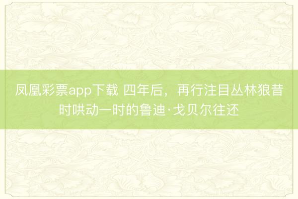 凤凰彩票app下载 四年后，再行注目丛林狼昔时哄动一时的鲁迪·戈贝尔往还